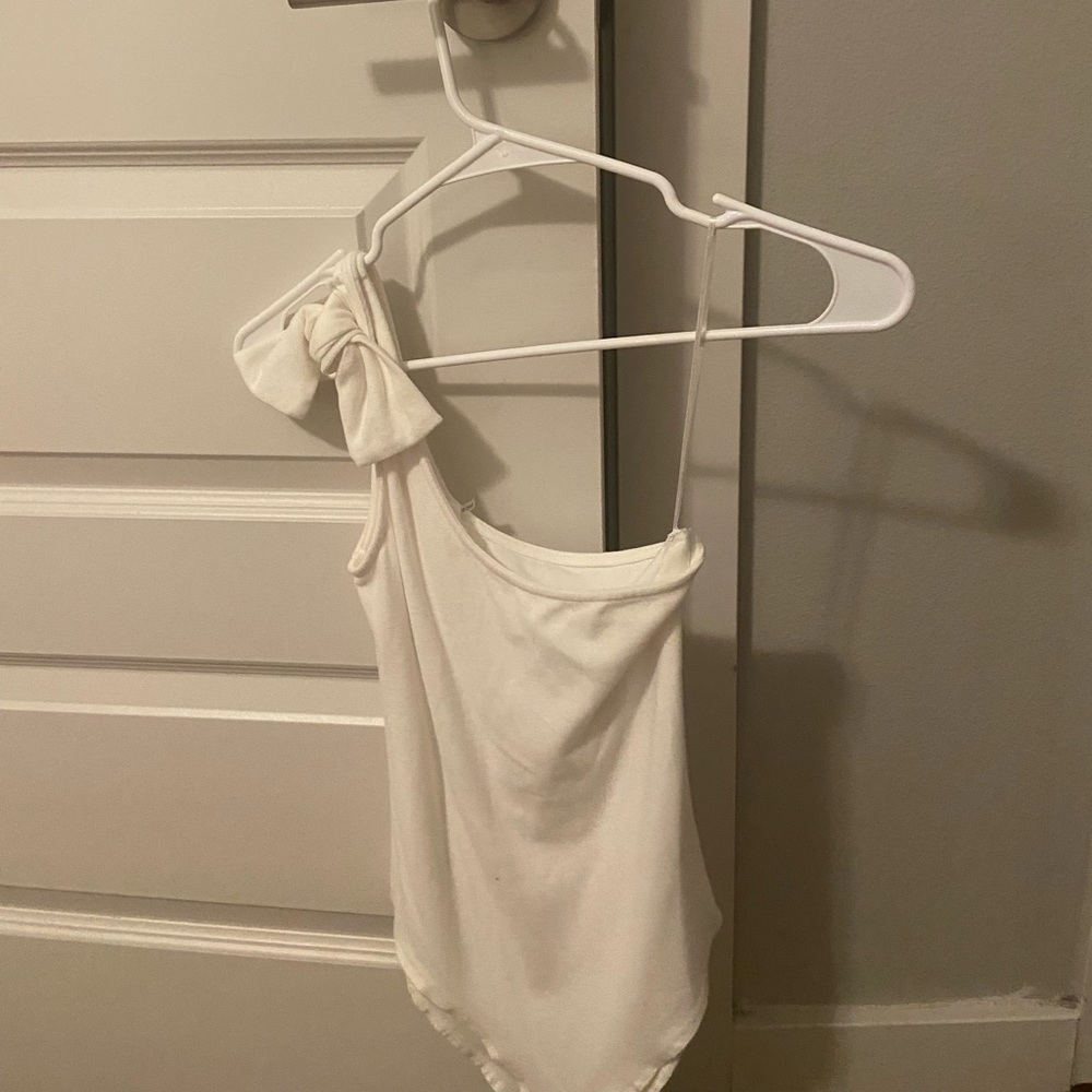 White One Shoulder Tie Bodysuit